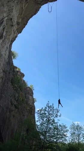 Adventure tourist explores caves, ziplines through Karlukovo rock formations