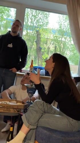 Friends gather for UFC viewing party in Minsk apartment