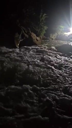 Nighttime waterfall and river scenes documented in Kostenets, Bulgaria