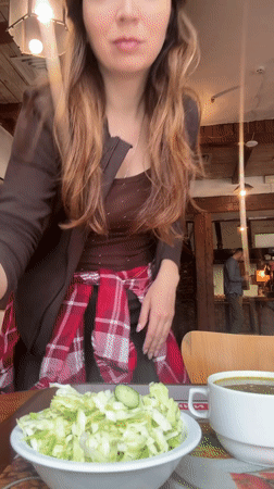 Woman spotted at rustic cafe in Kyiv