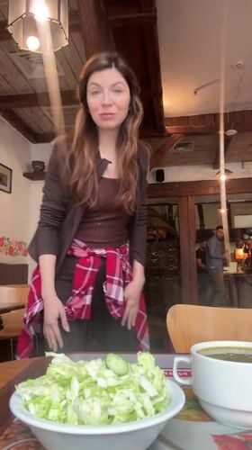 Woman spotted at rustic cafe in Kyiv