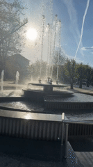 Backlit fountain captured on video in Varshets, Bulgaria