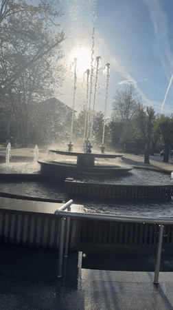 Backlit fountain captured on video in Varshets, Bulgaria
