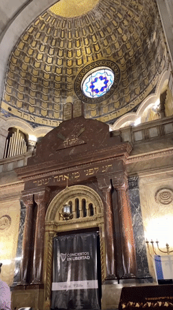 Guitar trio performs inside ornate Buenos Aires synagogue