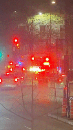 Emergency vehicles respond to nighttime incident in Montreal