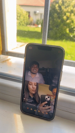 Person documents video chat session on windowsill in Bulgaria