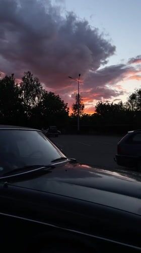 Vintage Mercedes photographed at sunset in Moldova parking lot