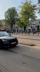Black Audi spotted on tram street in The Hague