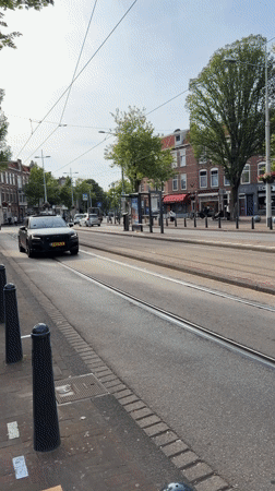 Black Audi spotted on tram street in The Hague