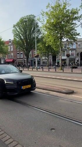 Black Audi spotted on tram street in The Hague