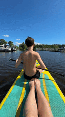Summer recreation activities captured along Chaikovsky waterway