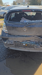 Blue BMW sustains heavy rear damage in Yambol, Bulgaria