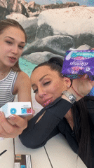Two women take selfie in Plovdiv cafe