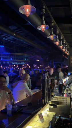 Busy evening crowd fills Belgrade bar