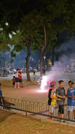 Sant Joan night street party in Cornellà de Llobregat