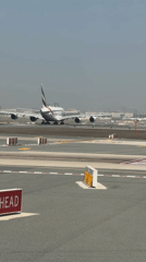 Emirates A380 lands at Dubai International Airport