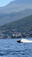 Jet skier rides across waters near Rijeka, Croatia