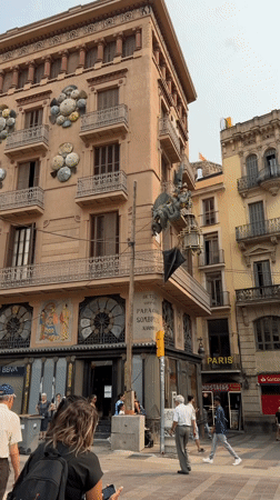 Modernista facades and a green dragon in Barcelona