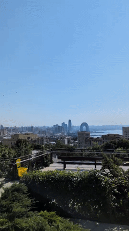 Baku streets and parks on a sunny morning