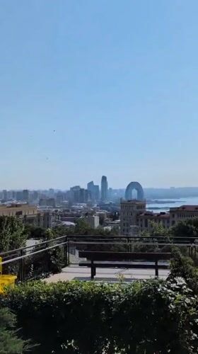 Baku streets and parks on a sunny morning