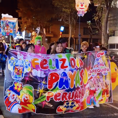 Clowns parade through Arequipa celebrating Peruvian Clown Day