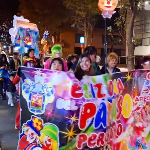 Clowns parade through Arequipa celebrating Peruvian Clown Day