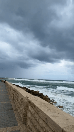 Storm weather documented along Tel Aviv coastline