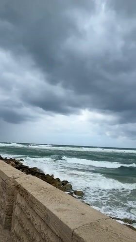 Storm weather documented along Tel Aviv coastline
