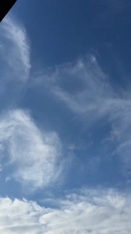 The video shows a bright blue sky with wispy white clouds moving across it. The camera angle is looking upwards. There are no people or objects visible in the frame other than the sky and clouds. The clouds appear to be thin and high-altitude, possibly cirrus clouds. The lighting suggests it is daytime, with the sun likely somewhere outside the frame.
