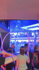 Late-night club scene in Nesebar, Bulgaria
