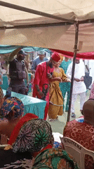 Traditional ceremony draws crowds under decorated tents in Nigeria
