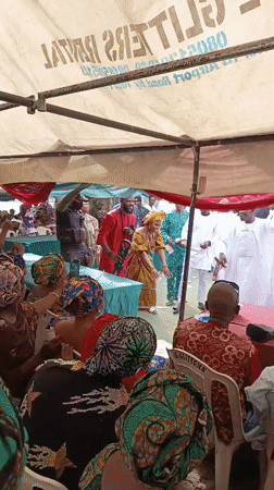 Traditional ceremony draws crowds under decorated tents in Nigeria