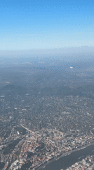 Aerial view of Budapest captured from airplane window