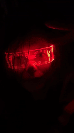 Person showcases novelty eyewear collection in Dmitrov, Russia