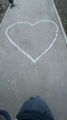 Heart drawing and toy dinosaur display spotted in Moscow