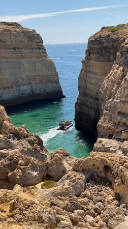 Inside Benagil Cave by boat, Algarve coast
