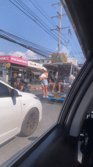 Morning drive captured on Pattaya streets during sunny weather