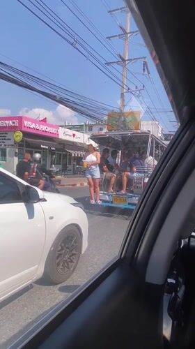 Morning drive captured on Pattaya streets during sunny weather