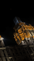 Moscow building under construction captured in nighttime documentation