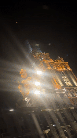 Moscow building under construction captured in nighttime documentation