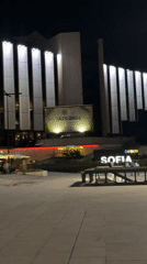 Evening scenes documented around Sofia's National Palace of Culture