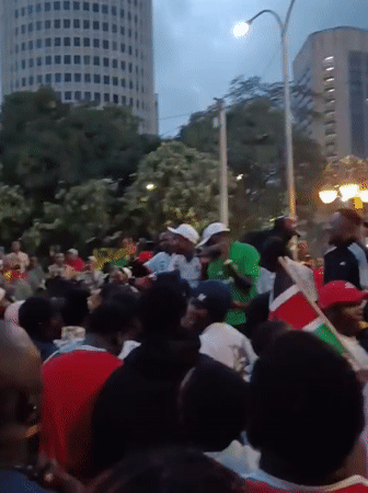 Crowds rally in Nairobi streets with Kenyan flags and green attire