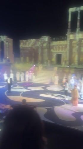 Nighttime stage performance among ancient ruins in Plovdiv