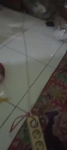 The video shows two young males sitting on the floor in what appears to be a bedroom. One male is wearing a black and white patterned shirt and is looking down at his phone. A bottle of alcohol is next to him. The other male is partially visible and seems to be receiving some sort of treatment or procedure from the first male. He is shirtless and has several small objects, possibly needles or incense, inserted into his back. The room has green walls and is dimly lit. A patterned mat is on the floor, and bedding with cartoon characters is visible in the foreground. The overall impression is that of a casual, informal setting where an unconventional practice is taking place.