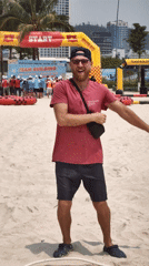 Man stands at beach event start line in Vietnam