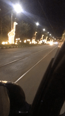 Illuminated giraffe decorations spotted along Kharkiv road divider
