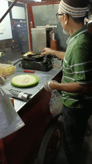 South Jakarta street food stall in full wrap-making mode