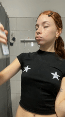 Woman performs skincare routine in Buenos Aires bathroom