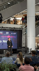 Musical duo performs at Valencia shopping mall stage