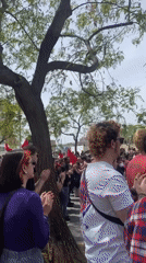 May Day demonstration draws hundreds to Barcelona public square